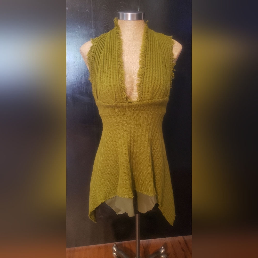 Source Unknown Olive Green Backless Dress